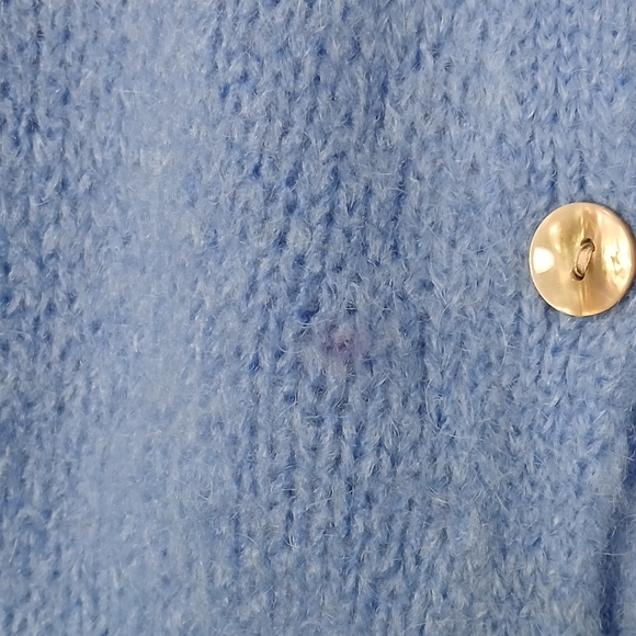 Blue Knit V-Neck Cardigan - Picture 9 of 9